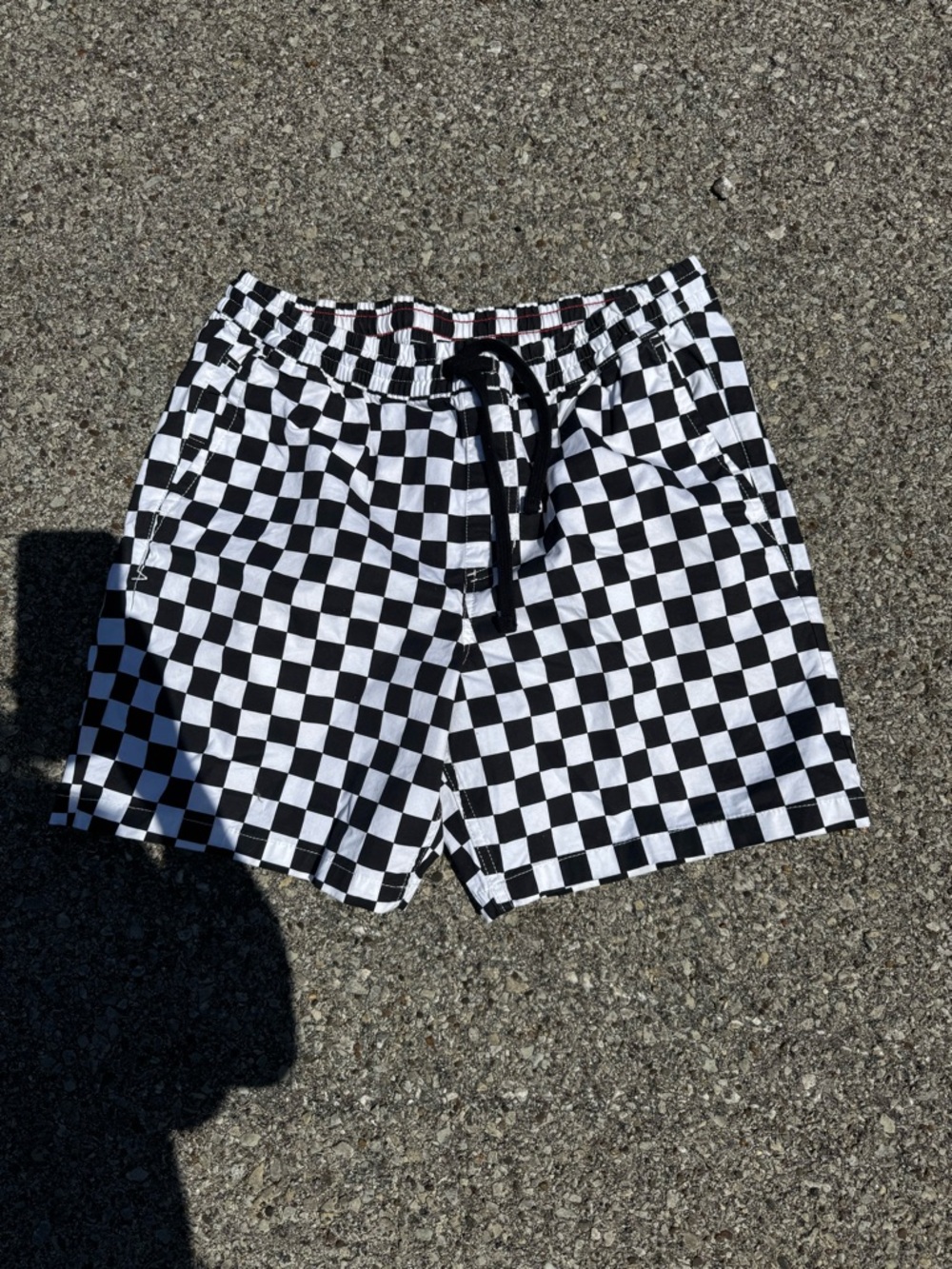 Vans Black and White Checkerboard Athletic Shorts